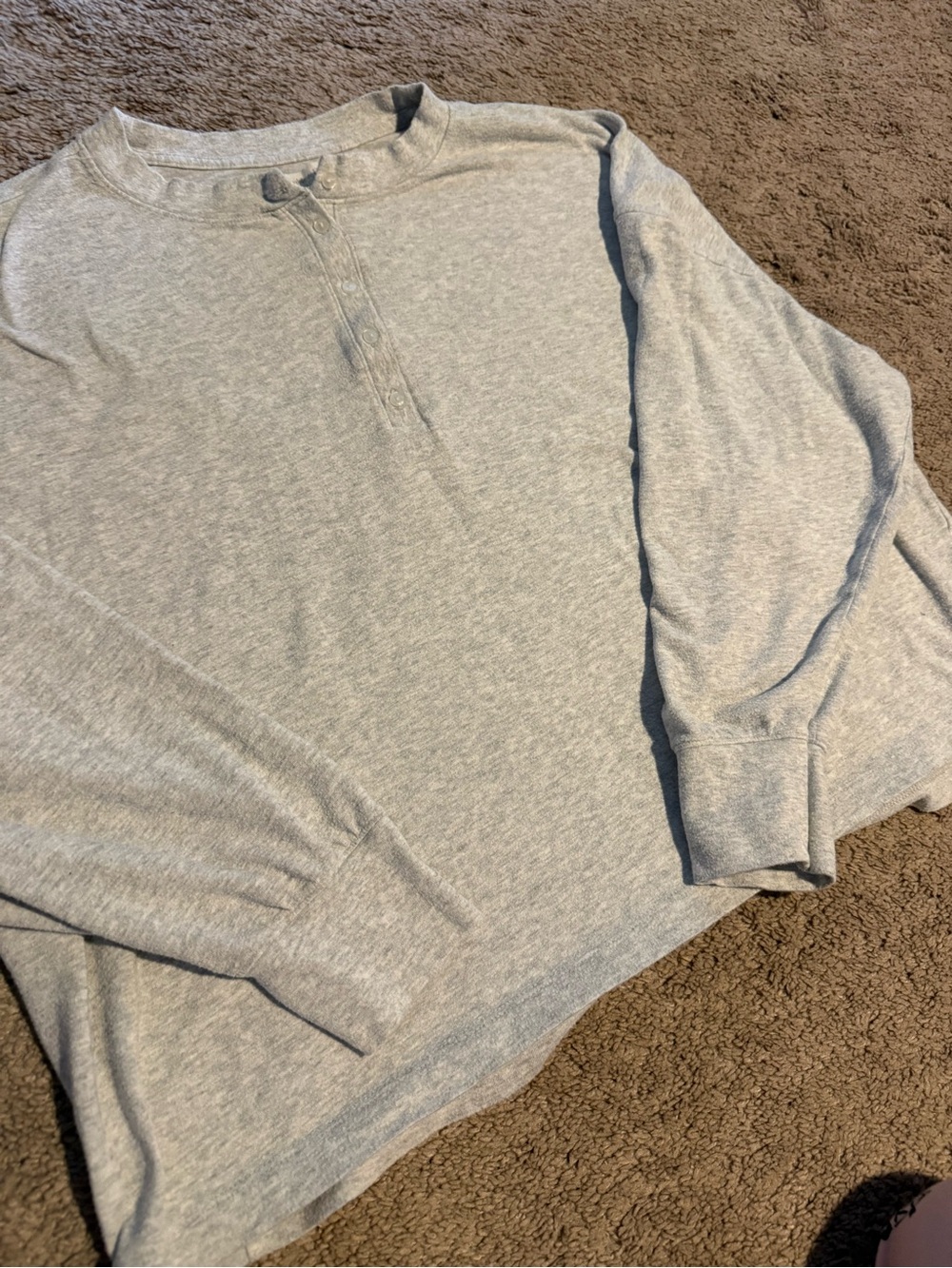 Abercrombie & Fitch Women's Long-Sleeve Henley - Light Heather Gray Loungewear